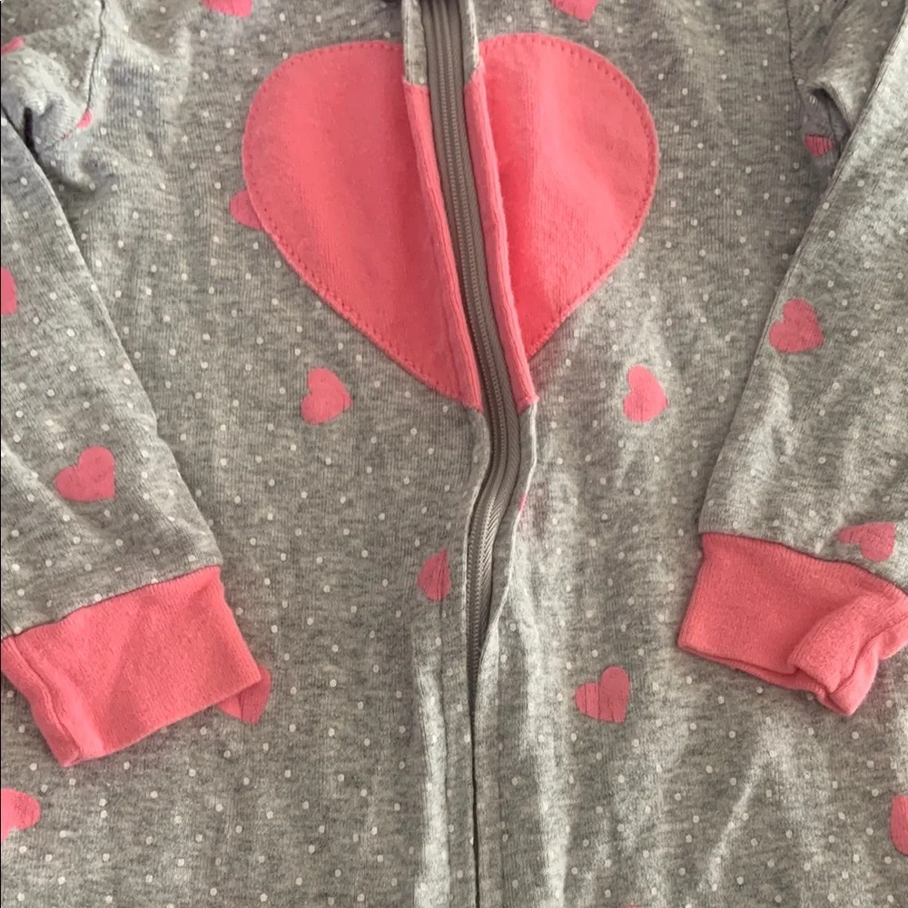 🍓3/$10 Carter's Gray and Pink Footies One Piece size 18m - Picture 5 of 7